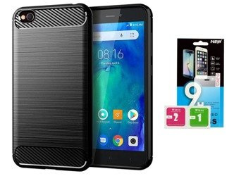 Futerał Carbon Xiaomi Redmi GO + szkło hartowane 9H
