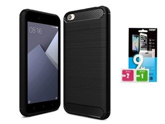 Etui Carbon Xiaomi Redmi Note 5A + Szkło Hartowane