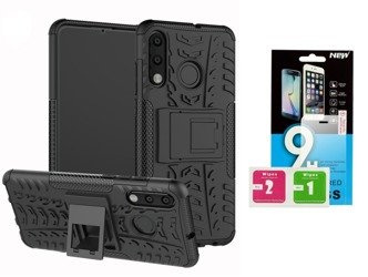 Etui Nakładka Panzer Huawei P30 lite czarny + szkło hartowane 9H
