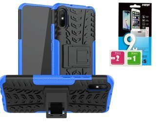 Etui Panzer do Samsung Galaxy A01 niebieski + szkło hartowane