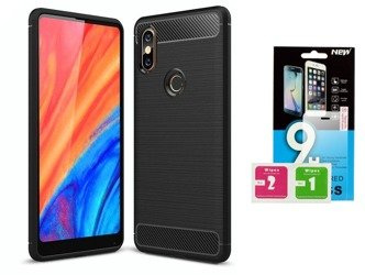 Futerał Carbon Xiaomi Mi Mix 2S czarny + szkło hartowane