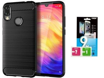 Futerał Carbon Xiaomi Redmi 7 + szkło hartowane 9H