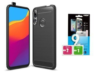 Etui Carbon do Huawei P Smart Pro czarny + szkło hartowane 9H