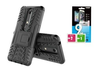 Etui Panzer Nokia 6.1 2018 czarny + szkło hartowane