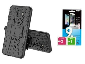 Etui Panzer Samsung Galaxy J4 PLUS czarny + szkło hartowane