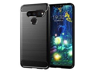 LG Q60 - Etui Nakładka Carbon - czarny