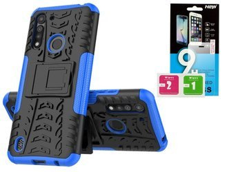 Etui Panzer do Motorola Moto G8 Power lite niebieski + szkło hartowane