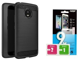 Futerał Carbon Lenovo Moto G5 + szkło hartowane