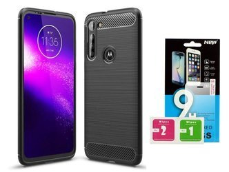 Etui Carbon do Motorola Moto G8 Power czarny + szkło hartowane 9H