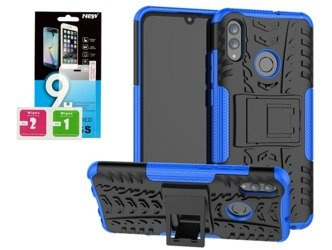 Etui Panzer Huawei P Smart 2019 niebieski + szkło hartowane