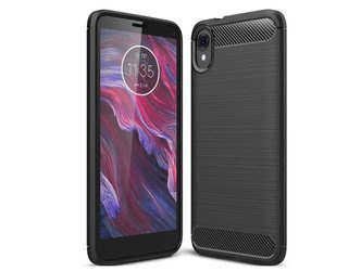 Motorola Moto E6 - Etui Pokrowiec Nakładka Carbon - czarny