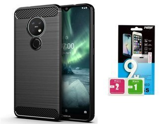 Nokia 6.2 / Nokia 7.2 - Etui Nakładka Pancerna + szkło hartowane 9H - czarny