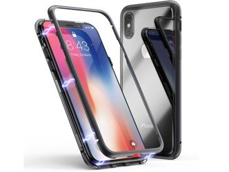 Etui Apple iPhone X / Xs Magnetic Glass & Aluminium Czarny