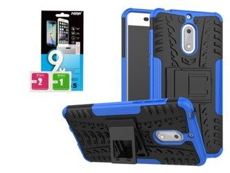 Etui PANZER Nokia 6 niebieski + szkło hartowane
