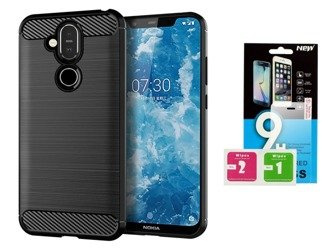 Futerał Carbon Nokia 8.1 / 7.1 PLUS / X7 + szkło hartowane 9H
