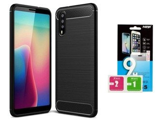 Etui Carbon Huawei P20 + szkło hartowane
