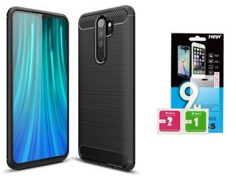 Xiaomi Redmi NOTE 8 PRO - Etui Nakładka Pancerna + szkło hartowane 9H - czarny