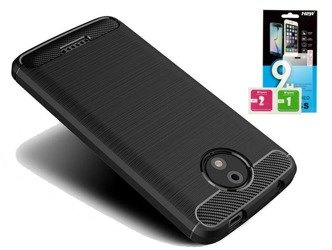 Etui Carbon Motorola Moto C plus + szkło hartowane