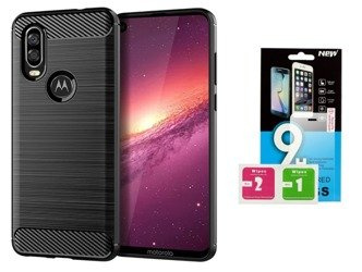 Futerał Carbon Motorola One Vision + szkło hartowane 9H