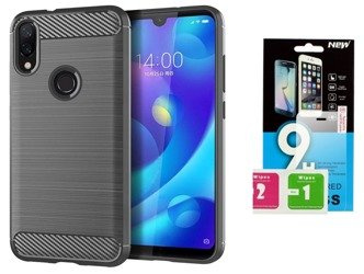 Futerał Carbon do Xiaomi Redmi Note 7 czarny + szkło hartowane 9H