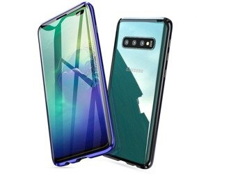 Etui Samsung Galaxy S10 PLUS Szkło Przód Tył Magnetic Glass & Aluminium Czarny