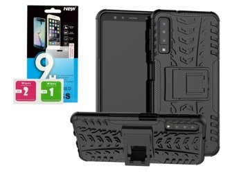 Etui Panzer Samsung Galaxy A7 2018 czarny + szkło hartowane