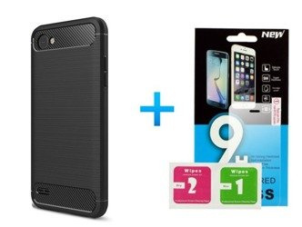 Etui Futerał Carbon LG Q6 + szkło hartowane