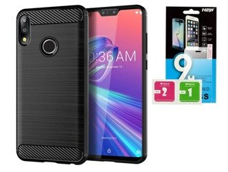 Futerał Carbon Asus Zenfone Max Pro M2 ZB631KL czarny + szkło hartowane
