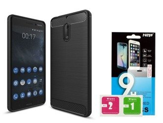 Etui Carbon Nokia 6 + szkło hartowane