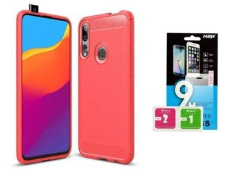 Etui Futerał Carbon Huawei P Smart Z + szkło hartowane 9H