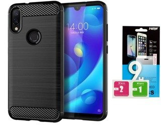 Etui Futerał Carbon Xiaomi Mi PLAY + szkło hartowane 9H