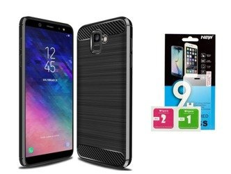 Etui Carbon Samsung Galaxy A6 2018 + szkło hartowane