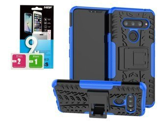 Etui Panzer do LG K41s K51s niebieski + szkło hartowane