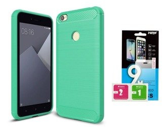 Etui Carbon Xiaomi Redmi Note 5A Prime Zielony + szkło hartowane
