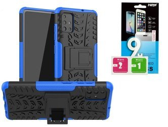 Samsung Galaxy A71 - Etui Panzer niebieski + szkło hartowane 9H