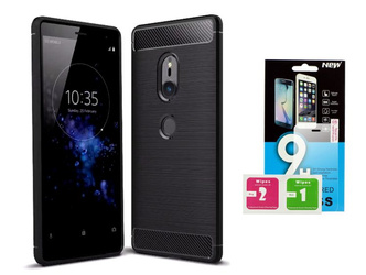 Etui Carbon Sony Xperia XZ2 + szkło hartowane