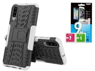 Samsung A70 Nakładka Etui Panzer czarno-szary + szkło hartowane 9H