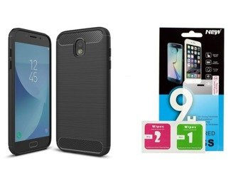Etui Carbon Samsung J7 2017 + szkło hartowane