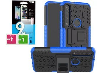 Etui Panzer Motorola Moto G8 PLUS + szkło hartowane - niebieski