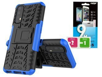 Etui Panzer do Realme 7 PRO niebieski + szkło hartowane