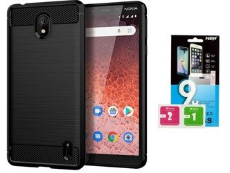 Futerał Carbon Nokia 1 PLUS + szkło hartowane 9H