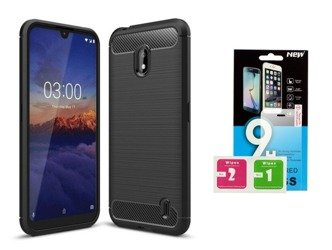 Etui Futerał Carbon Samsung A41  + szkło hartowane 9H