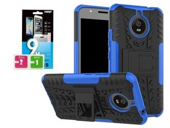 Etui Panzer Motorola Moto E4 plus niebieski + szkło hartowane