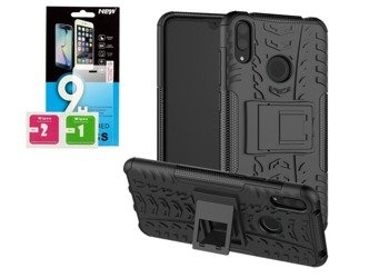 Etui Panzer Huawei Y7 2019 czarny + szkło hartowane