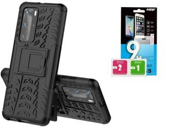 Etui Panzer do Huawei P40 + szkło hartowane - czarny