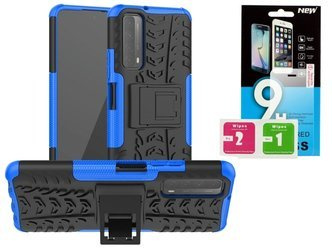 Etui Panzer do Huawei P Smart 2021 niebieski + szkło hartowane