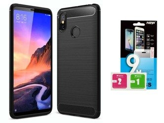 Futerał Carbon Xiaomi Mi Max 3  czarny + szkło hartowane