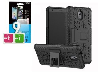 Etui Panzer Nokia 3.1 czarny + szkło hartowane