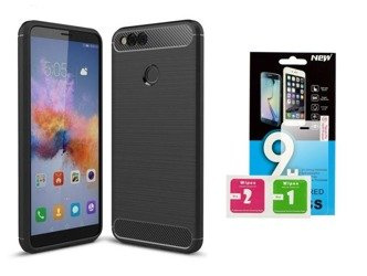 Etui Carbon Huawei Honor 7X + szkło hartowane